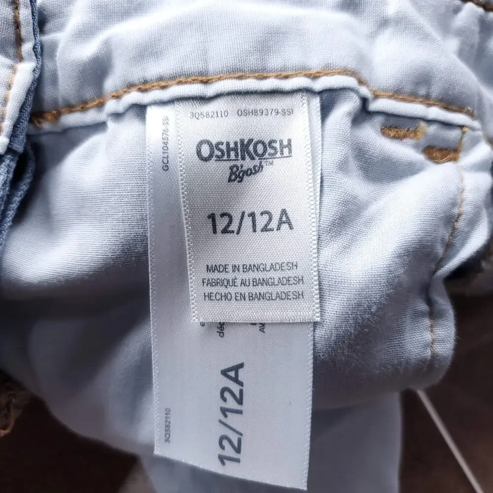 Oshkosh B'gosh Vestbak Overalls Shorts 12/12A Blue Classic Distressed Denim